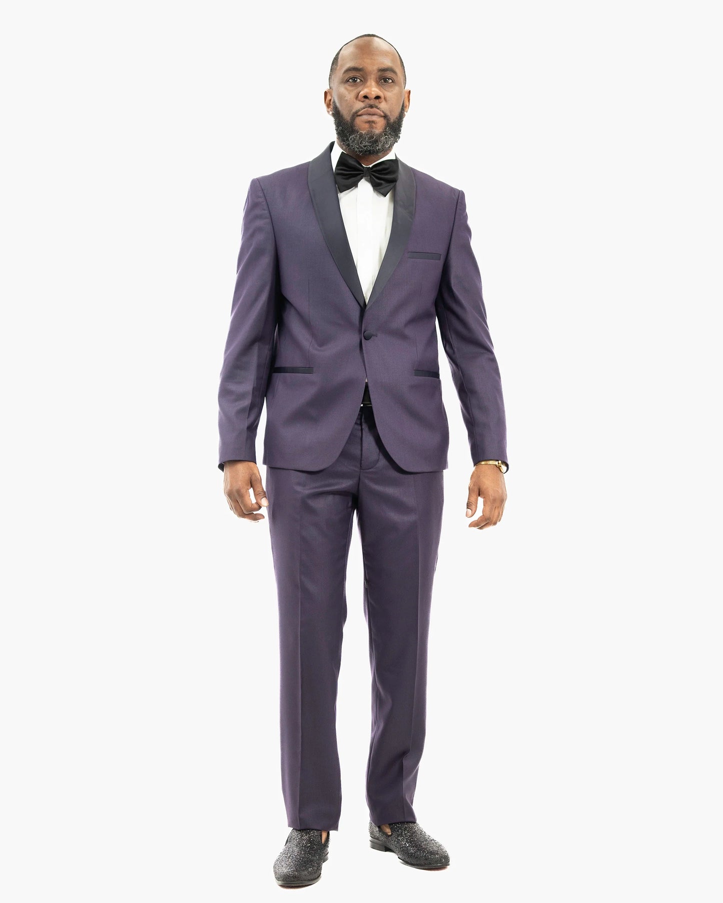 Eggplant Solid 2-Piece Slim-Fit  Tuxedo