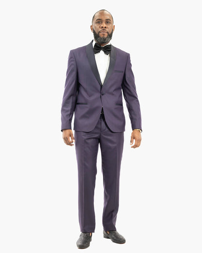 Eggplant Solid 2-Piece Slim-Fit  Tuxedo