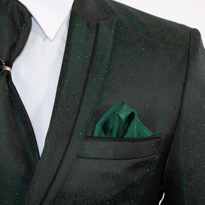 Forest Green Patterned 2-Piece Slim-Fit Tuxedo