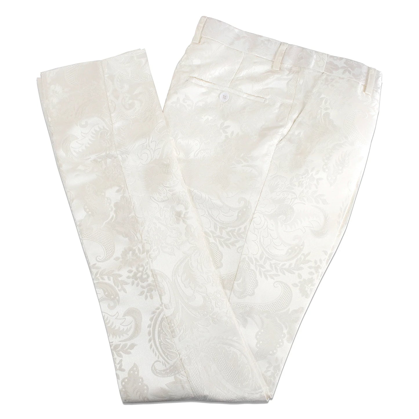 Cream And Black Baroque 3-Piece Slim-Fit Tuxedo With Satin Lapel