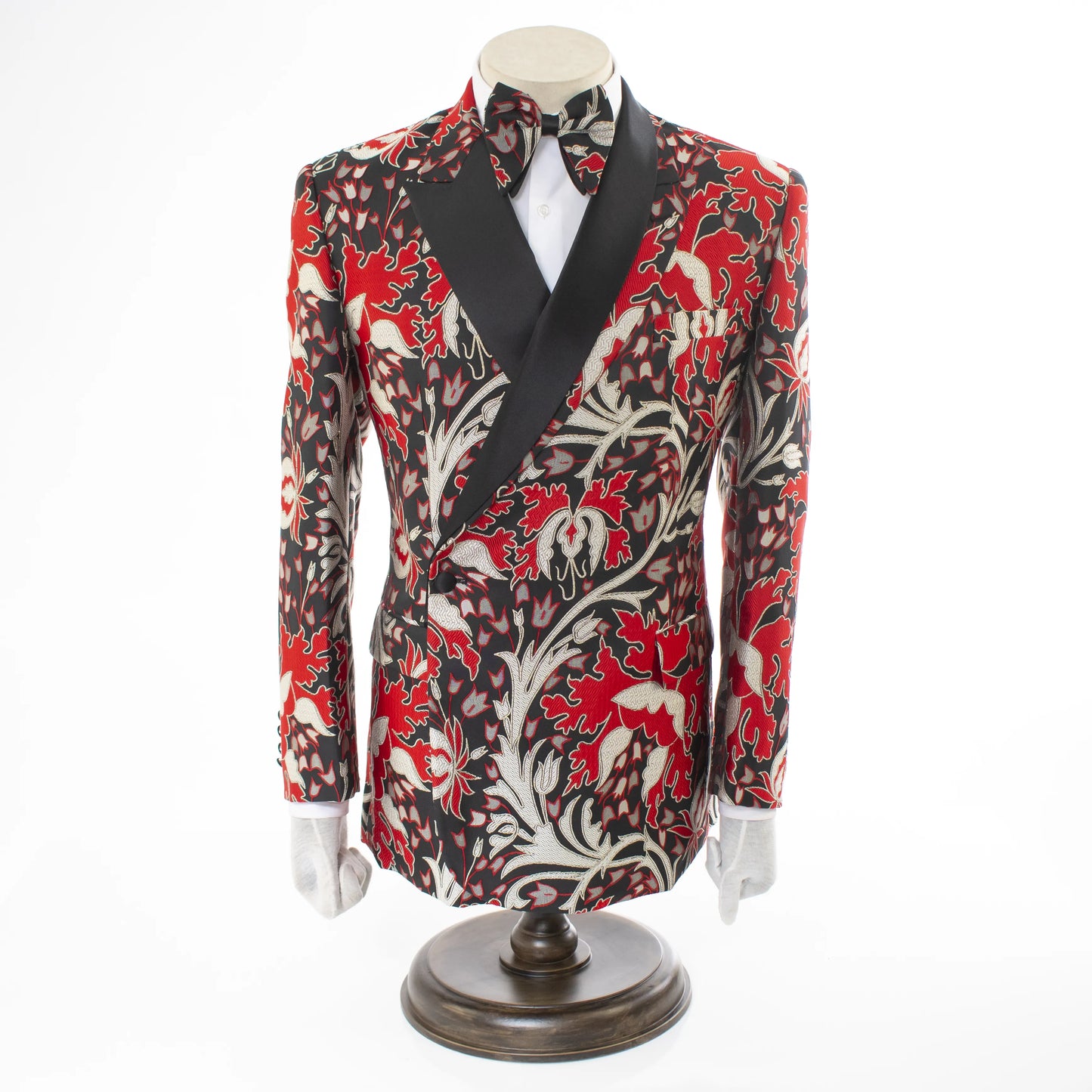 Red Floral Double-Breasted Slim-Fit 2-Piece Tuxedo