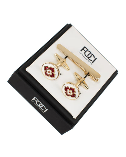 Gold Regal Cufflinks & Tie-Bar Set