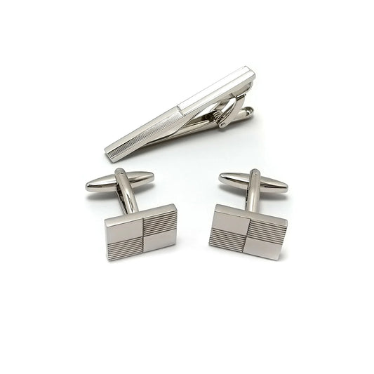 Checkered Mother of Pearl & Tie-Bar Set