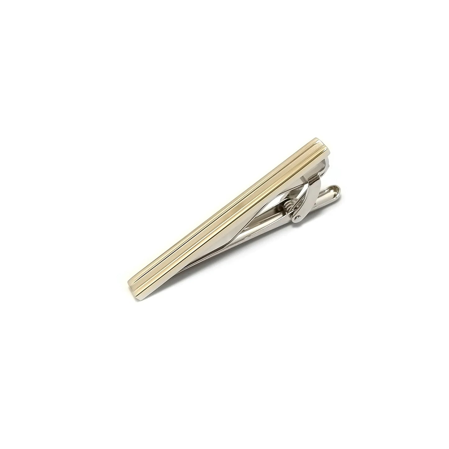 Two-Tone Brushed Nickel Cufflinks & Tie-Bar Set