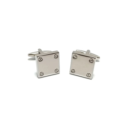 Riveted Square Cufflinks & Tie-Bar Set