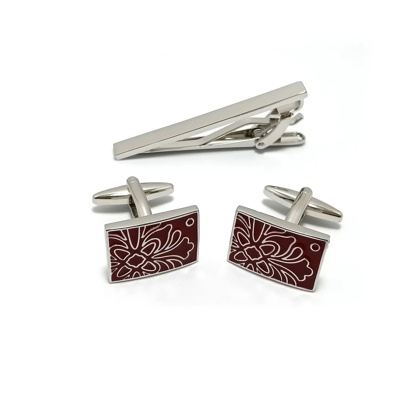 Floral Cufflinks & Tie-Bar Set