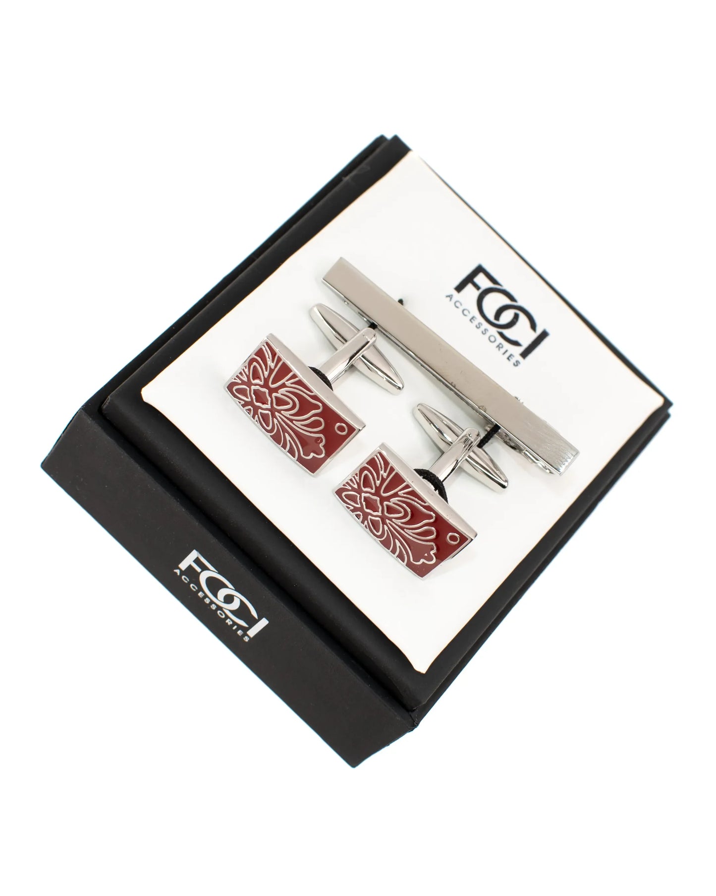Floral Cufflinks & Tie-Bar Set
