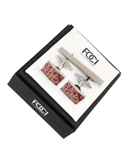 Floral Cufflinks & Tie-Bar Set