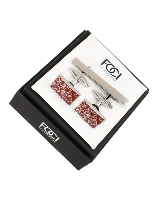 Floral Cufflinks & Tie-Bar Set