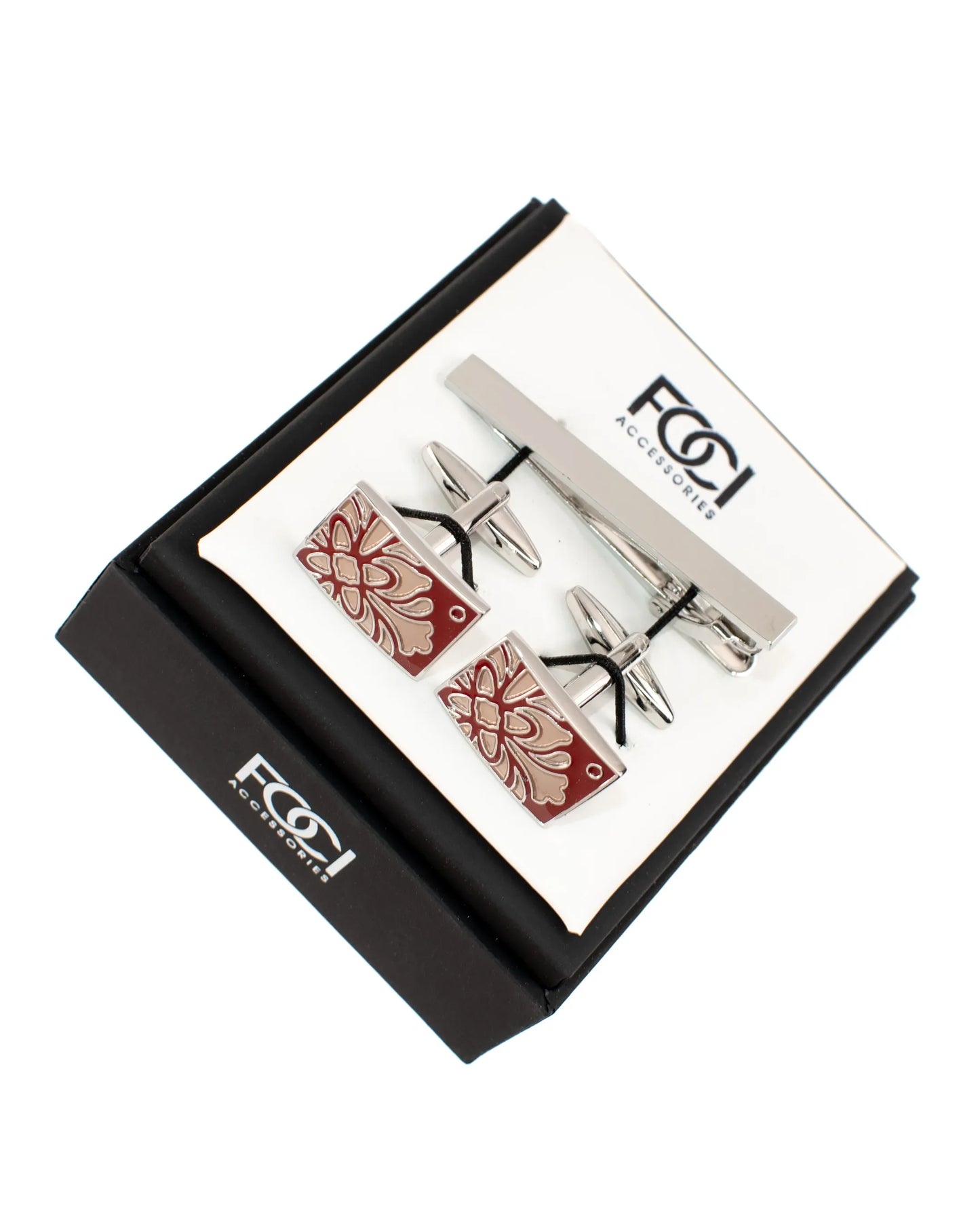 Floral Cufflinks & Tie-Bar Set