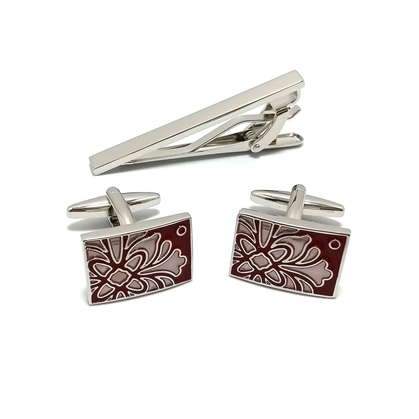 Floral Cufflinks & Tie-Bar Set