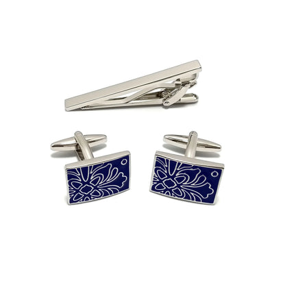Floral Cufflinks & Tie-Bar Set
