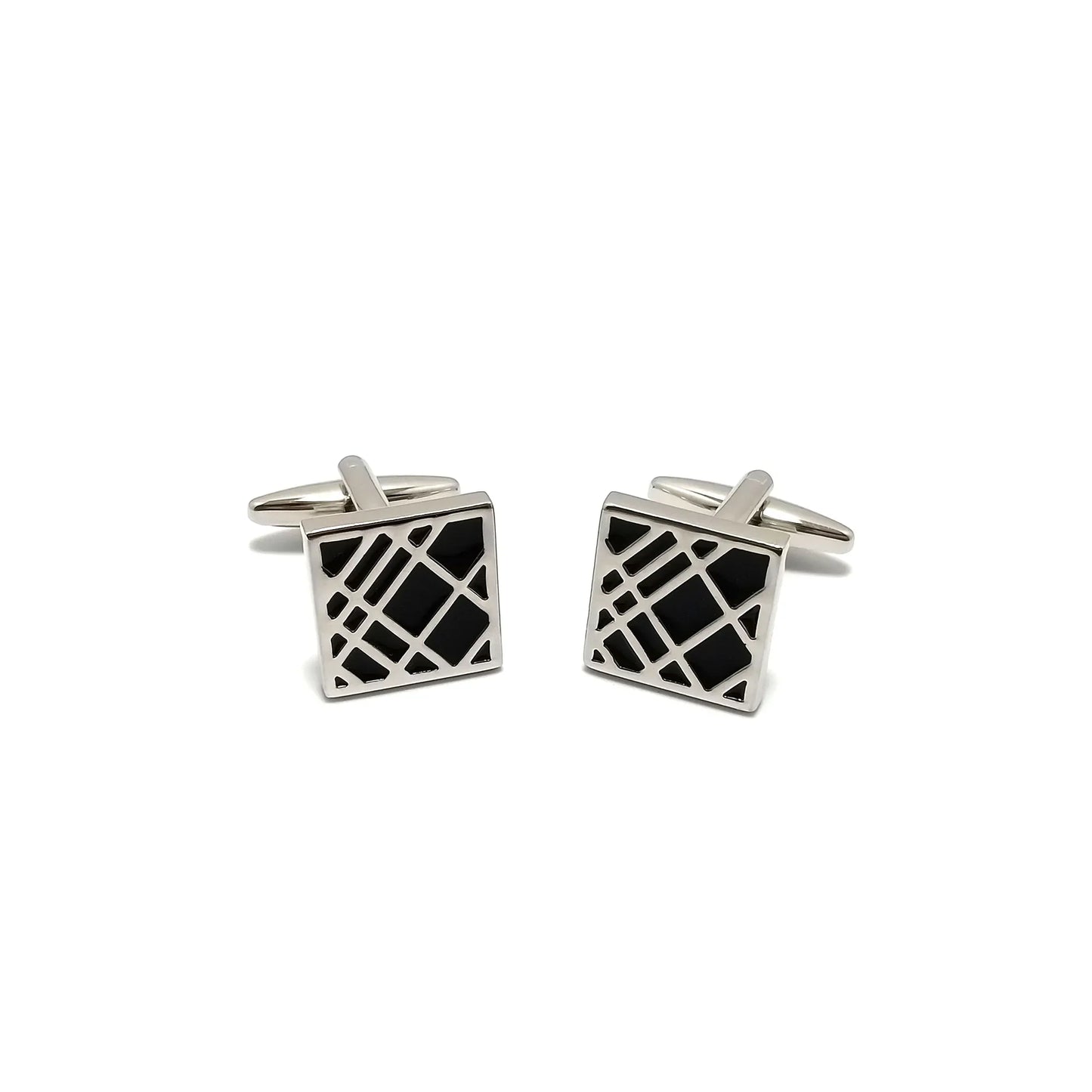 Wyrd Silver & Black Cufflinks & Tie-Bar Set