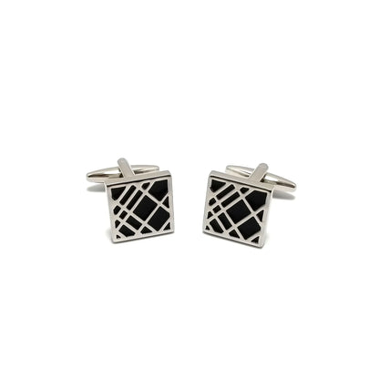 Wyrd Silver & Black Cufflinks & Tie-Bar Set