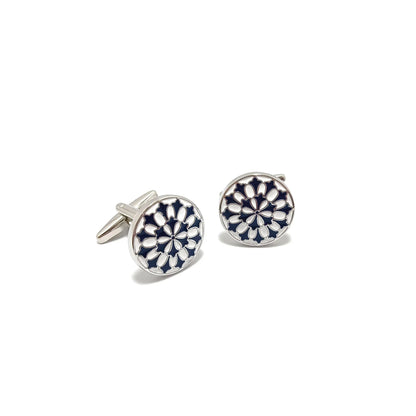 Fleur Roundel Cufflinks & Tie-Bar Set