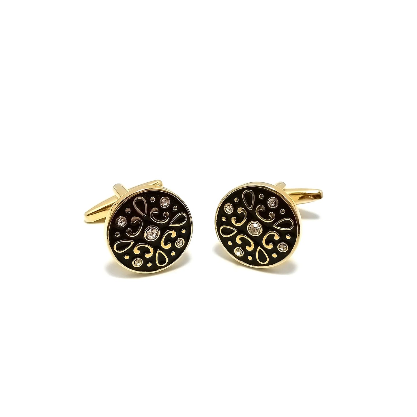 Floral Roundel Cufflinks & Tie-Bar Set