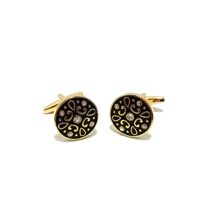 Floral Roundel Cufflinks & Tie-Bar Set