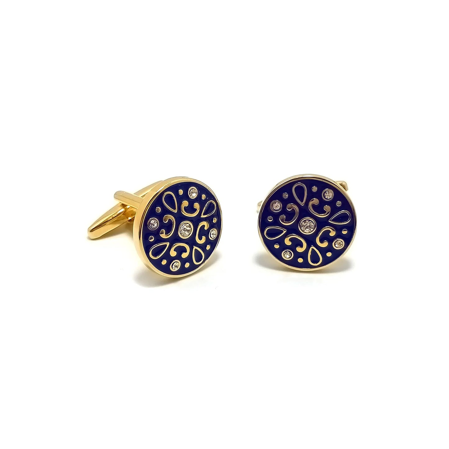Floral Roundel Cufflinks & Tie-Bar Set