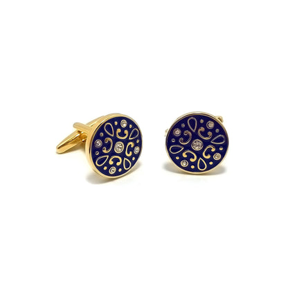 Floral Roundel Cufflinks & Tie-Bar Set