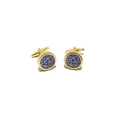 Leafy Roundel Cufflinks & Tie-Bar Set