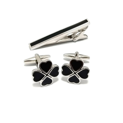 4-Leaf Clover Cufflinks & Tie-Bar Set