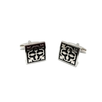 Square Filigree Cufflinks & Tie-Bar Set