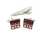 Square Filigree Cufflinks & Tie-Bar Set