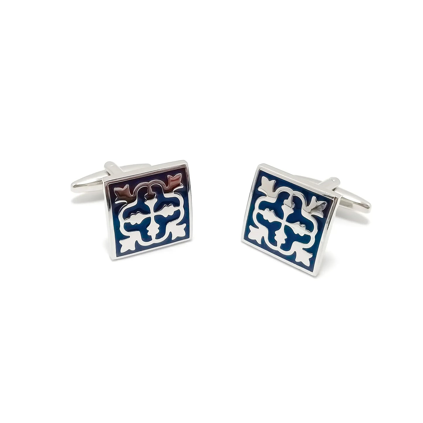 Square Filigree Cufflinks & Tie-Bar Set