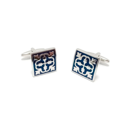 Square Filigree Cufflinks & Tie-Bar Set