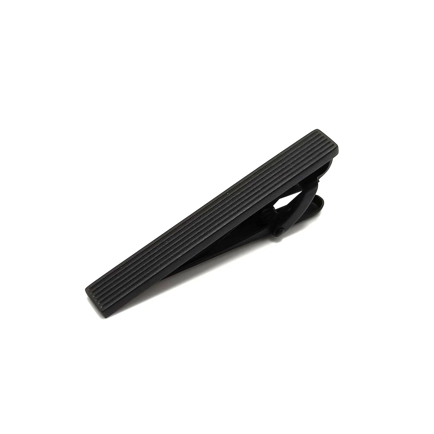 Black on Black Lined Cufflinks & Tie-Bar Set