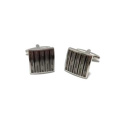 Broken Bars Square Cufflinks & Tie-Bar Set