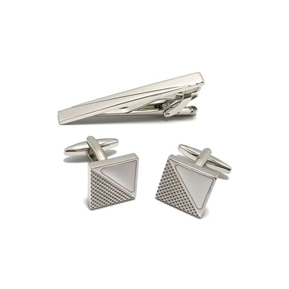 Diagonal Knurling Cufflinks & Tie-Bar Set