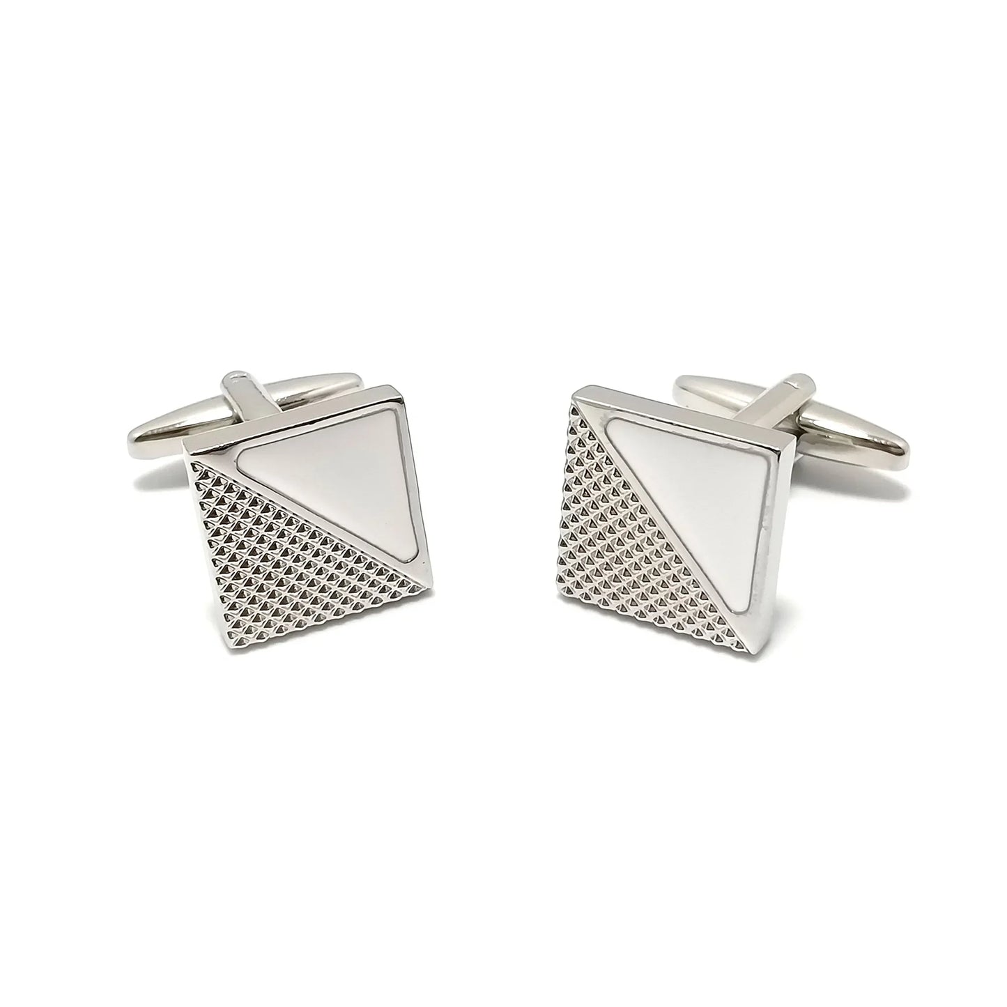 Diagonal Knurling Cufflinks & Tie-Bar Set