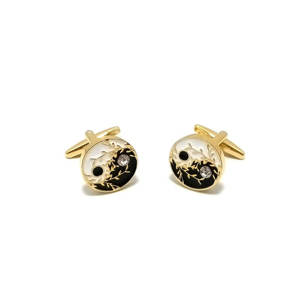 Ying Yang Cufflinks & Tie-Bar Set