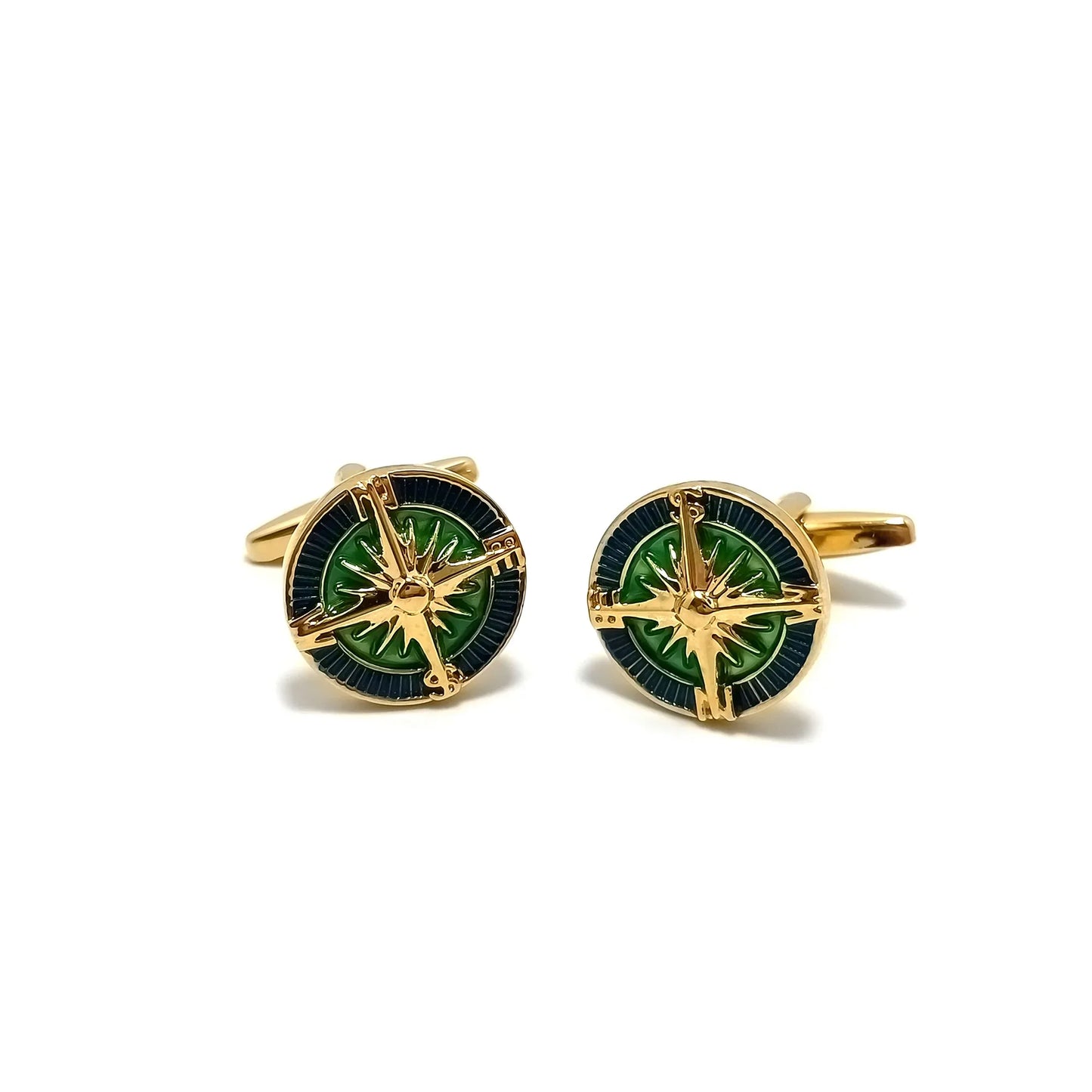 Jeweled Compass Cufflinks & Tie-Bar Set