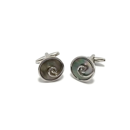 Swirl Roundel Cufflinks & Tie-Bar Set