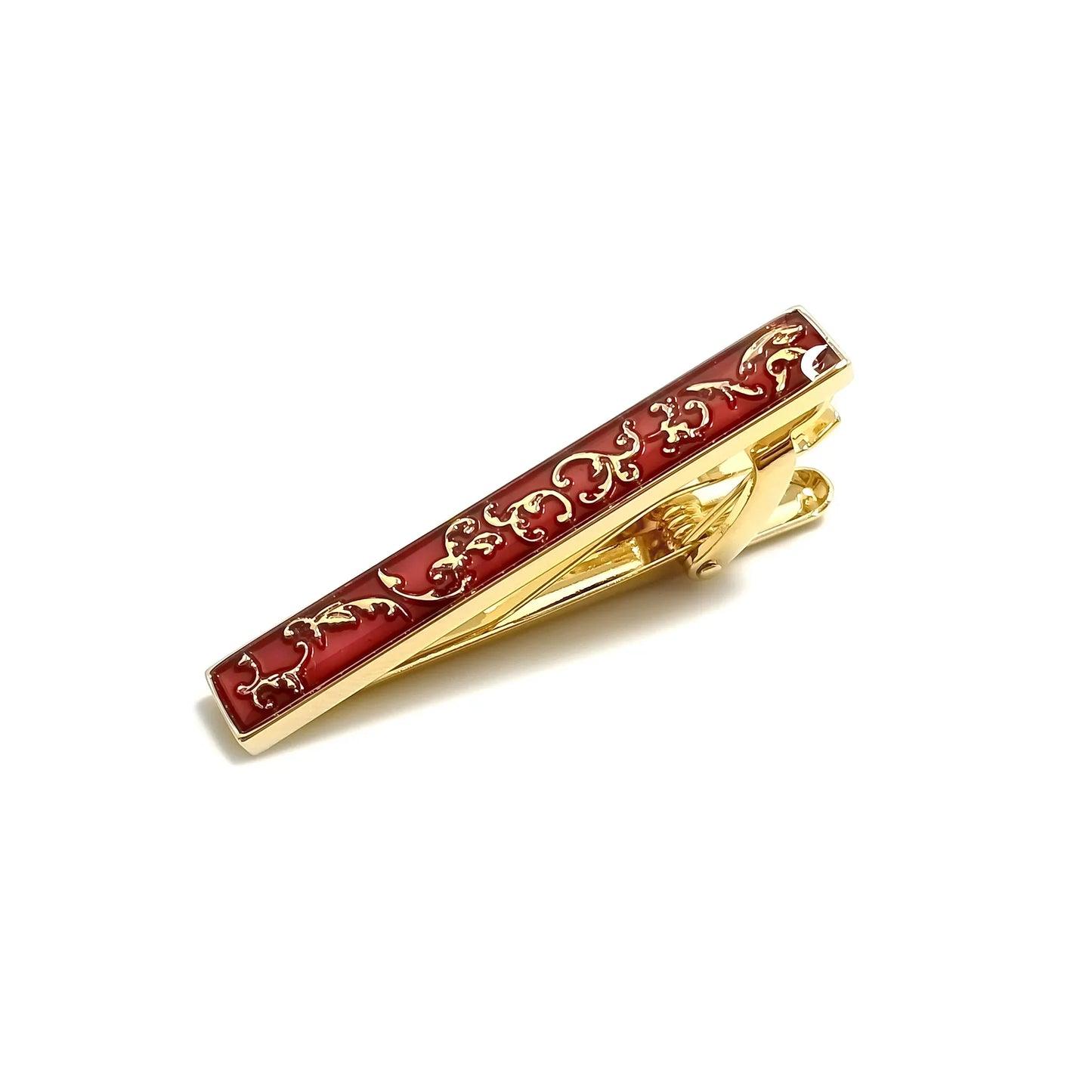 Gold Patterned Cufflinks & Tie-Bar Set