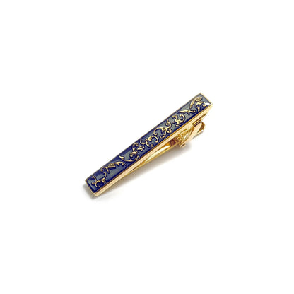 Gold Patterned Cufflinks & Tie-Bar Set
