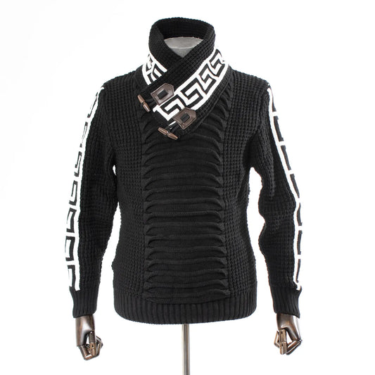 Black Grecian Regular-Fit Cardigan With Toggle Closure