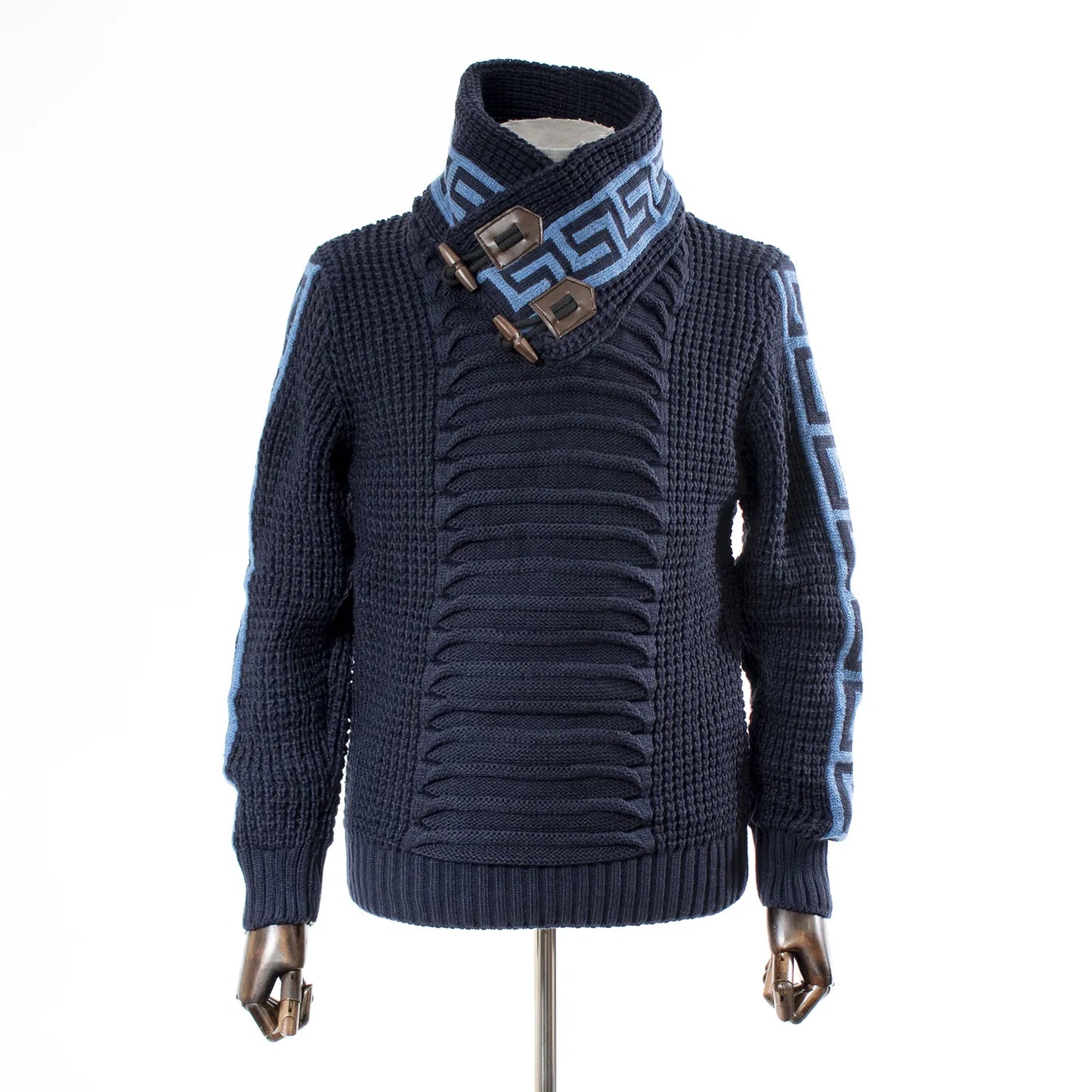 Navy Grecian Regular-Fit Cardigan With Toggle Closure