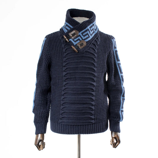 Navy Grecian Regular-Fit Cardigan With Toggle Closure