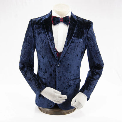 Navy Velour 3-Piece Slim-Fit Tuxedo