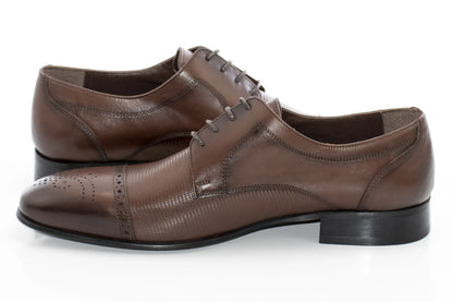 Brown Cap-Toe Derby Lace-Ups