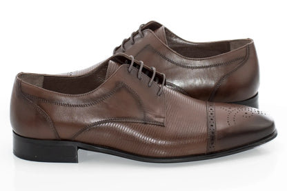 Brown Cap-Toe Derby Lace-Ups