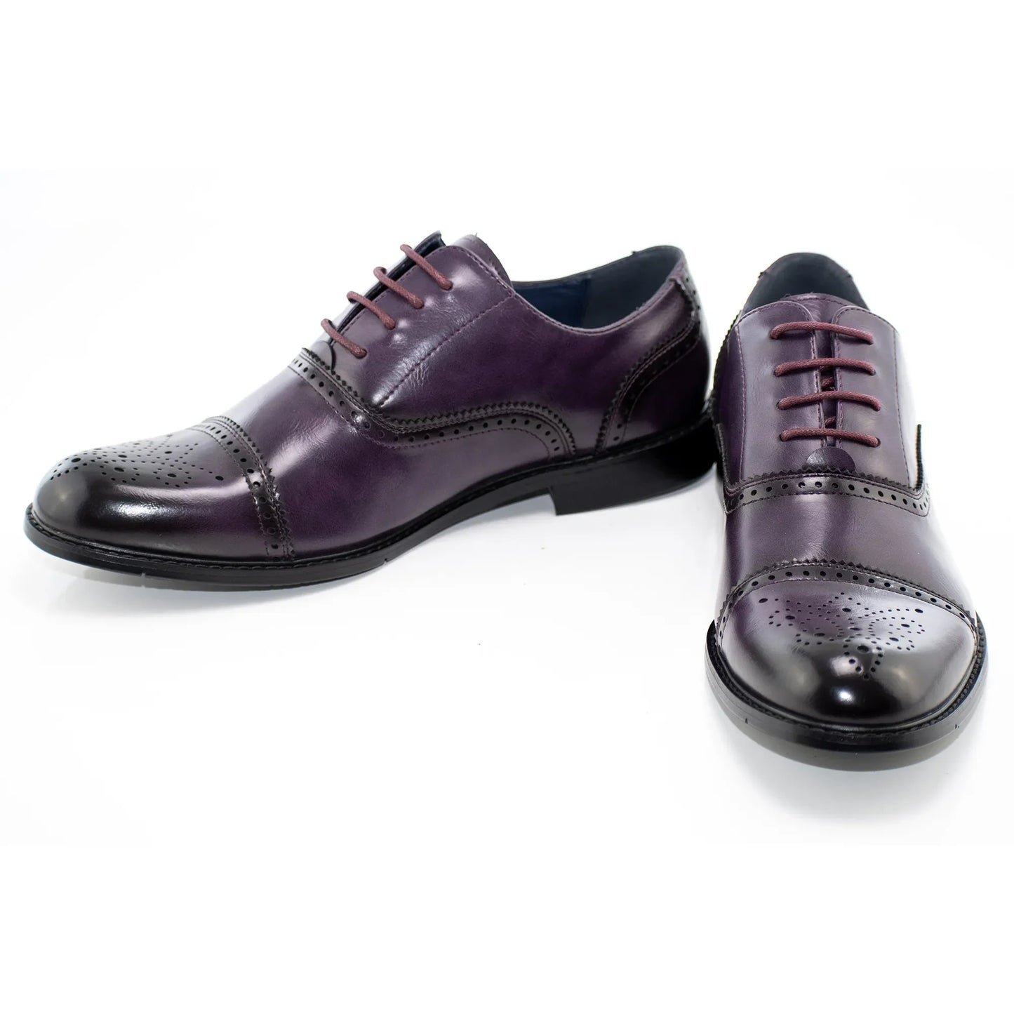 Purple Medallion Cap-Toe Oxford Dress Shoes