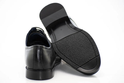 Black Cap-Toe Lace-Up Derby Dress Shoes