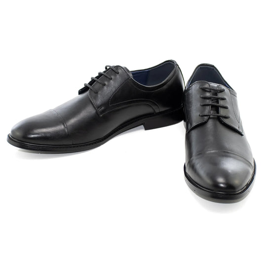 Black Cap-Toe Lace-Up Derby Dress Shoes