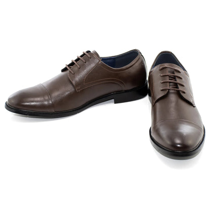 Dark Brown Cap-Toe Lace-Up Derby Dress Shoes