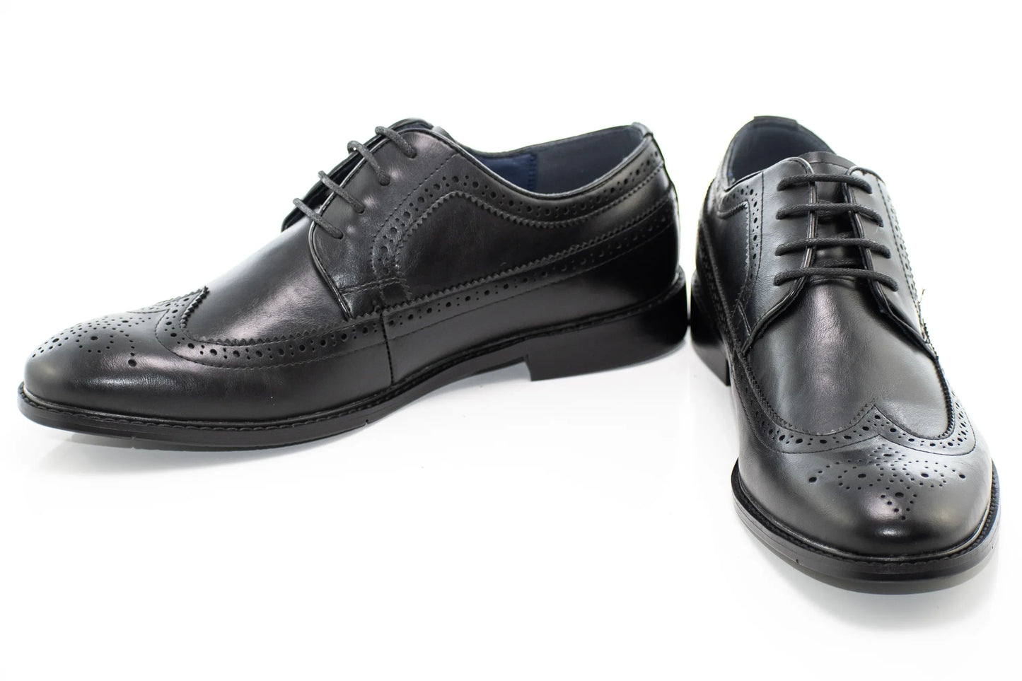 Black Wingtip Lace-Up Derby Dress Shoes