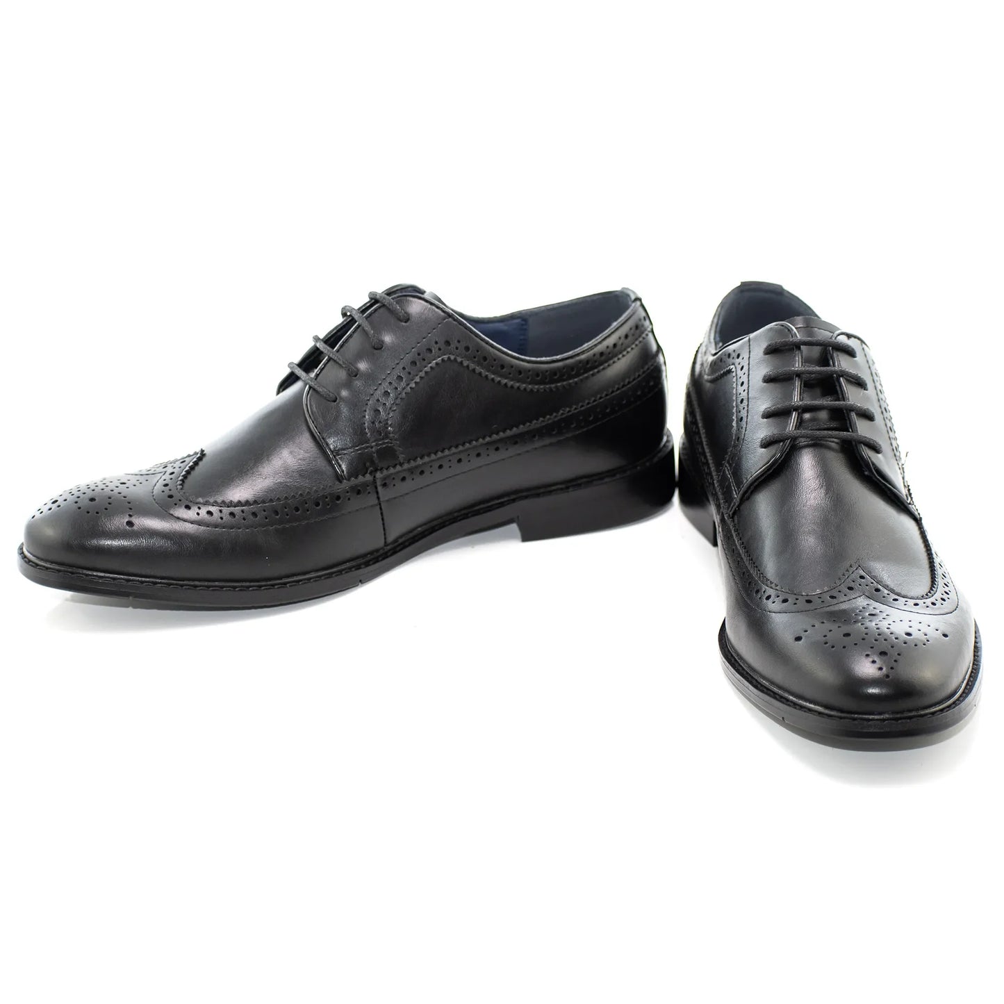Black Wingtip Lace-Up Derby Dress Shoes